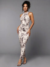 BAE Tie Dye & Leopard Mock Neck Bodycon Dress